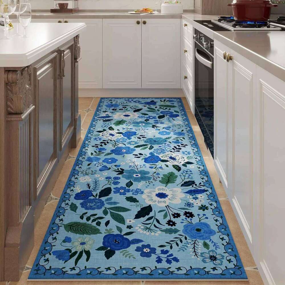 VIKAMA Garden Flower Anti-Slip Mat, Living Room Headboard Hall Kitchen Carpet, Home Decorations H260226