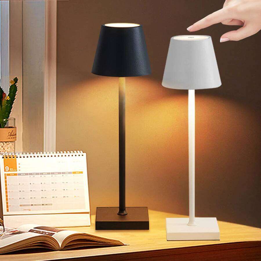 USB Rechargeable LED Table Touch Switch 3 Color Tempurture Dimmable Desk Lamp Modern Office Bar Restaurant Ambiance Light Z260227