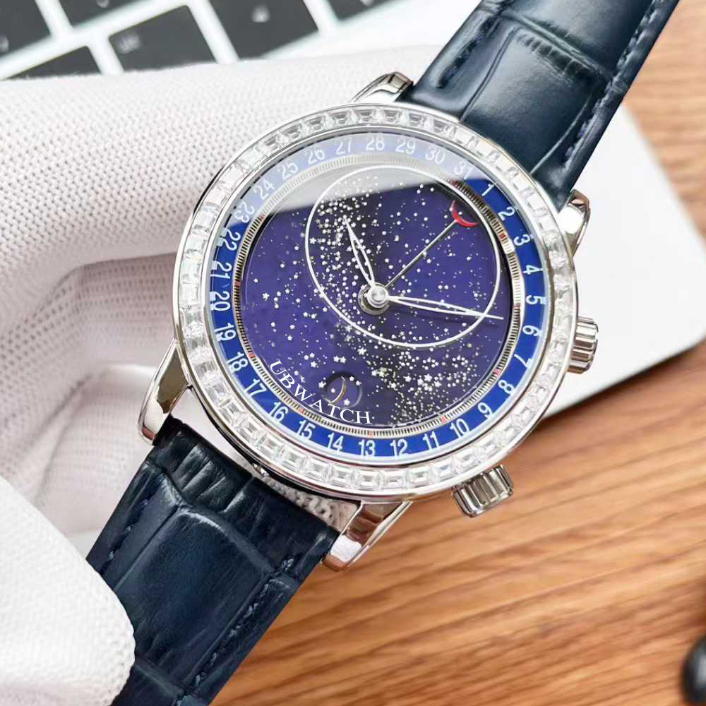 P1 Moonphase Grand Complications 43MM Automatic Mechanical Mens Watches Glass Back Hardlex Wristwatches Full Of Texture Leather Strap Man Watch 134