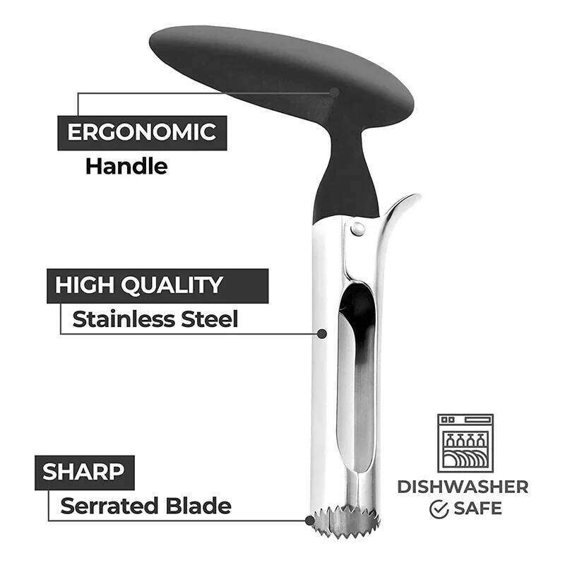 Stainless Steel Apple Corer Ergonomic Handle Fruit Core Remover Tool for Apples Pears Efficient Slicer Kitchen Gadget Dishwasher