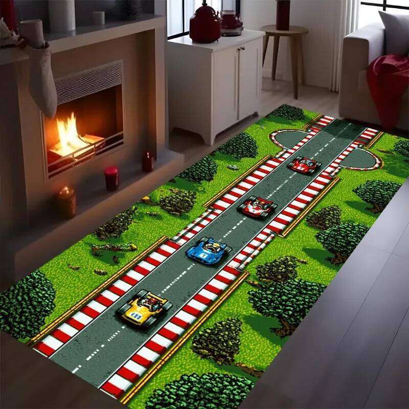Runway Runner Terminal Rail Green Grass Road Carpet Children's Climbing Mat Home Decoration Rug H260226