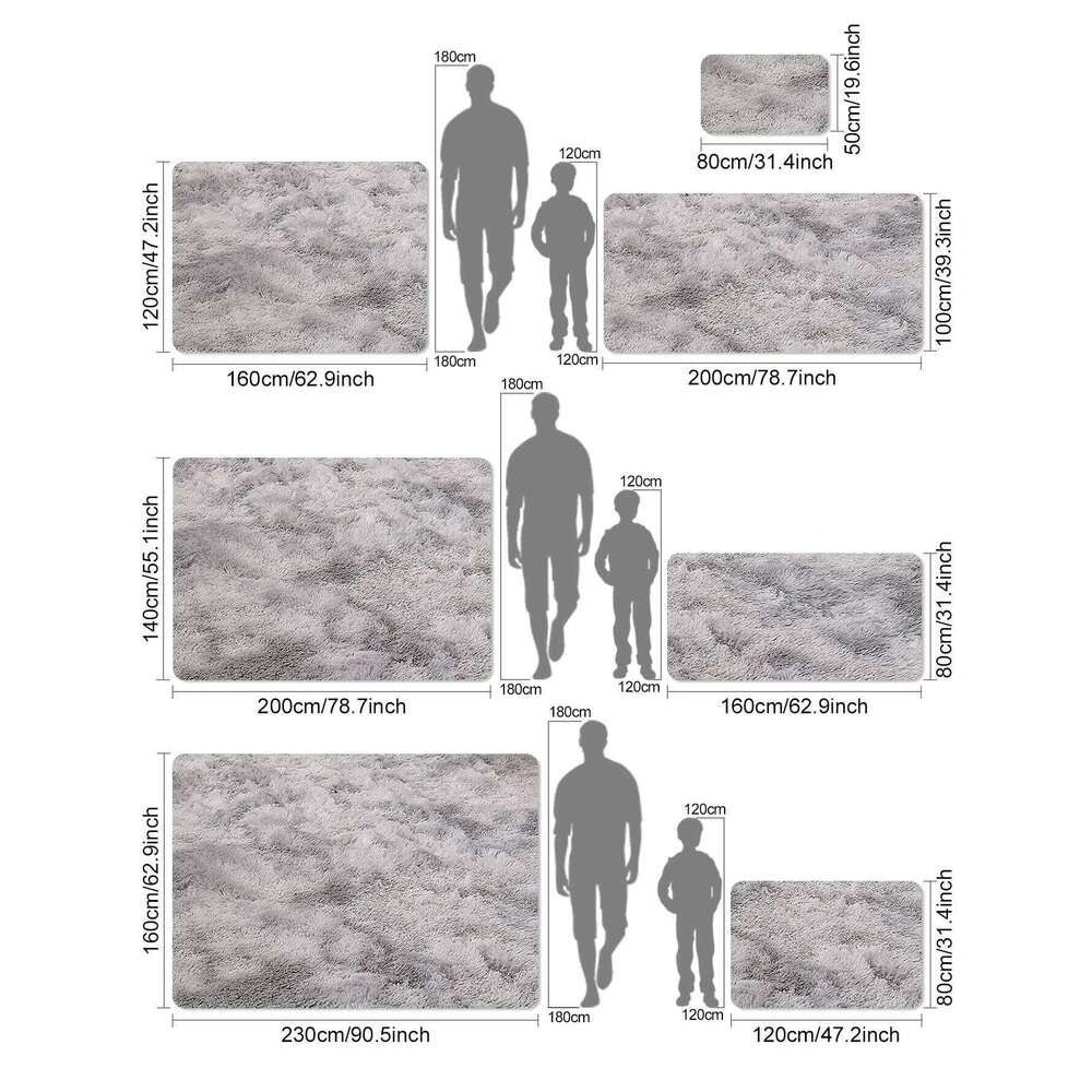 VIKAMA Tie-Dye Plush Soft Living Bedroom Game Room Carpet, Non-Slip Entrance Door Mat, Home Decoration H260226