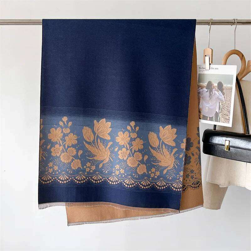 2024 Design Floral Printed Cashmere Scarf Women Winter Pashmina Shawls And Wraps Thick Warm Bufanda Stoles Blanket Luxury Z260226