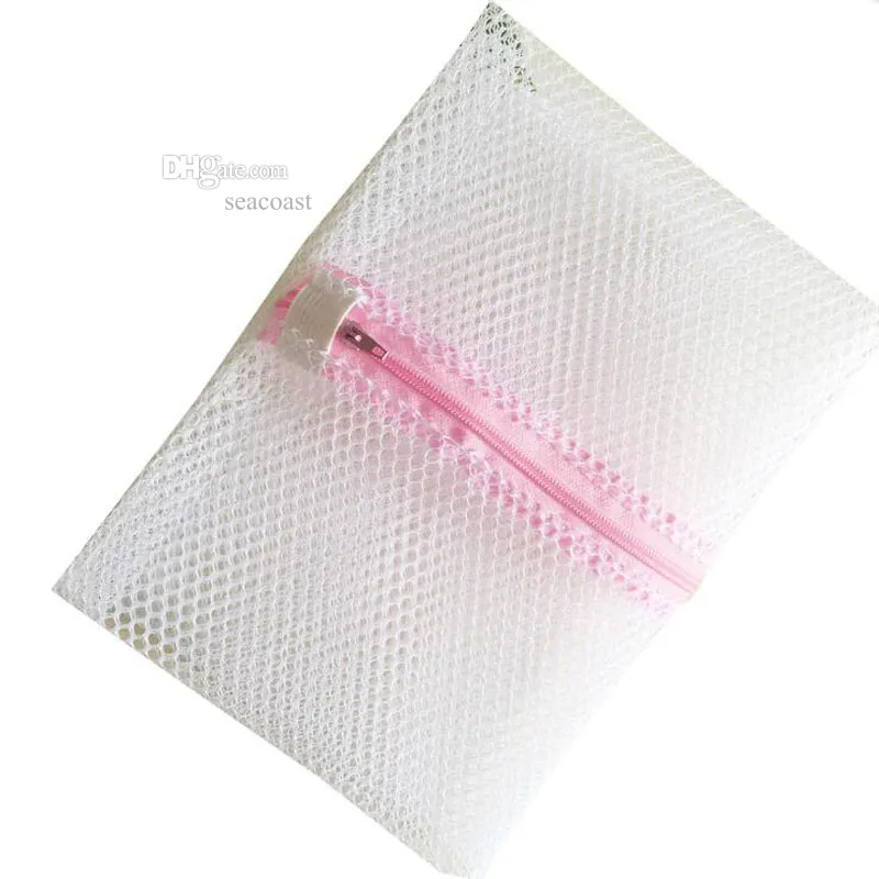 Size M 40x50CM White Zipper Net Mesh Clothes Machine Laundry Washing Wash Clothing Bag Bags Cleaner