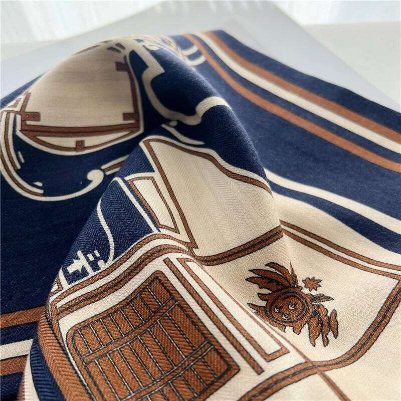 carriage Double Print AB Ribbon Women Long Scarf Silk Wool Winter Neck Scarves Foulard Ring Scarfs Ponch Cashmere Z260226