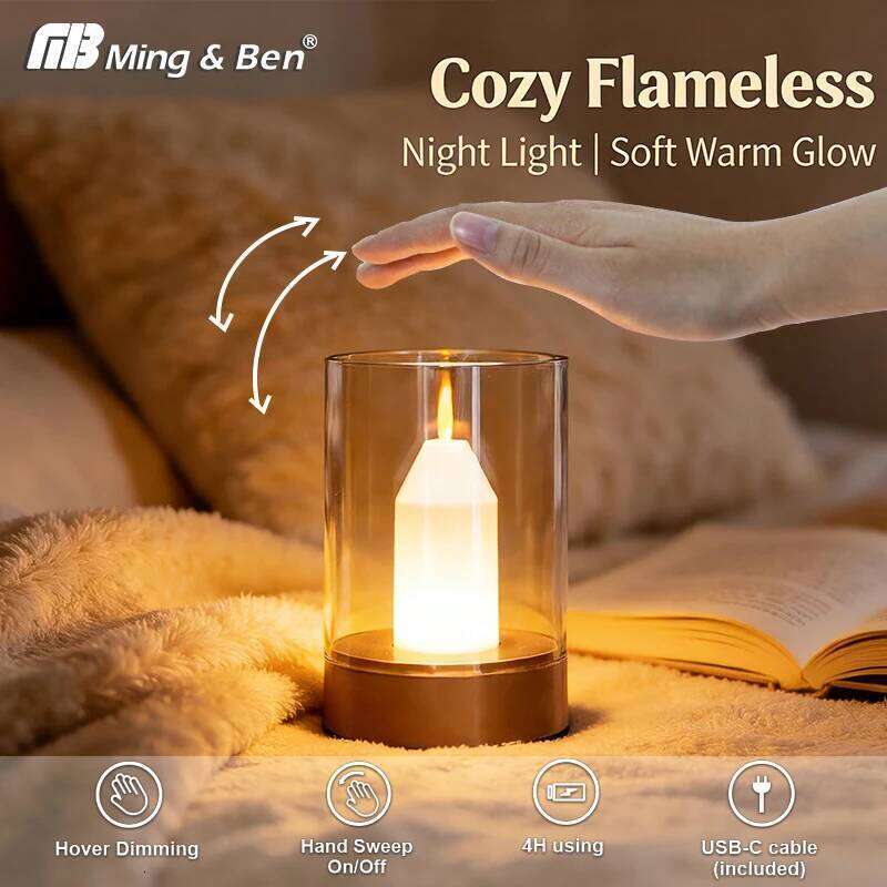 LED Night Light Rechargeable Flameless Candle Motion Sensor Dimmable USB Charging Soft Warm Bedroom Portable Table Bedside Lamp Z260227