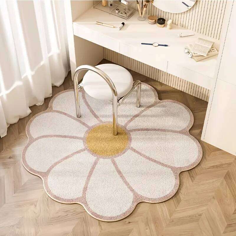 Flower Shape Non-Slip Floor Mat Bedroom Rugs Irregular Entrance Doormat Absorbent Bedside Mats Home Decor Soft Carpet H260226