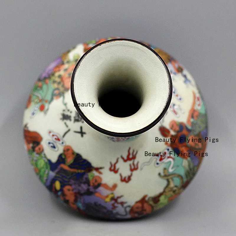 Eighteen Arhats Vase Chinese Ge Kiln Crackle Ceramic Decor for Home & Flower ArrangementT260227