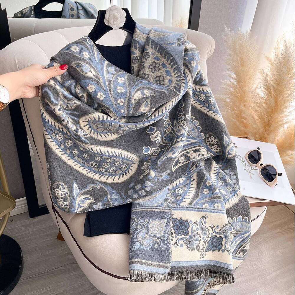Women New Jacquard Pashmina Imitation Cashmere Winter Thick Warmth Two-Sided Shawl Cold and Wind Resistant Blanket Scarf Z260226