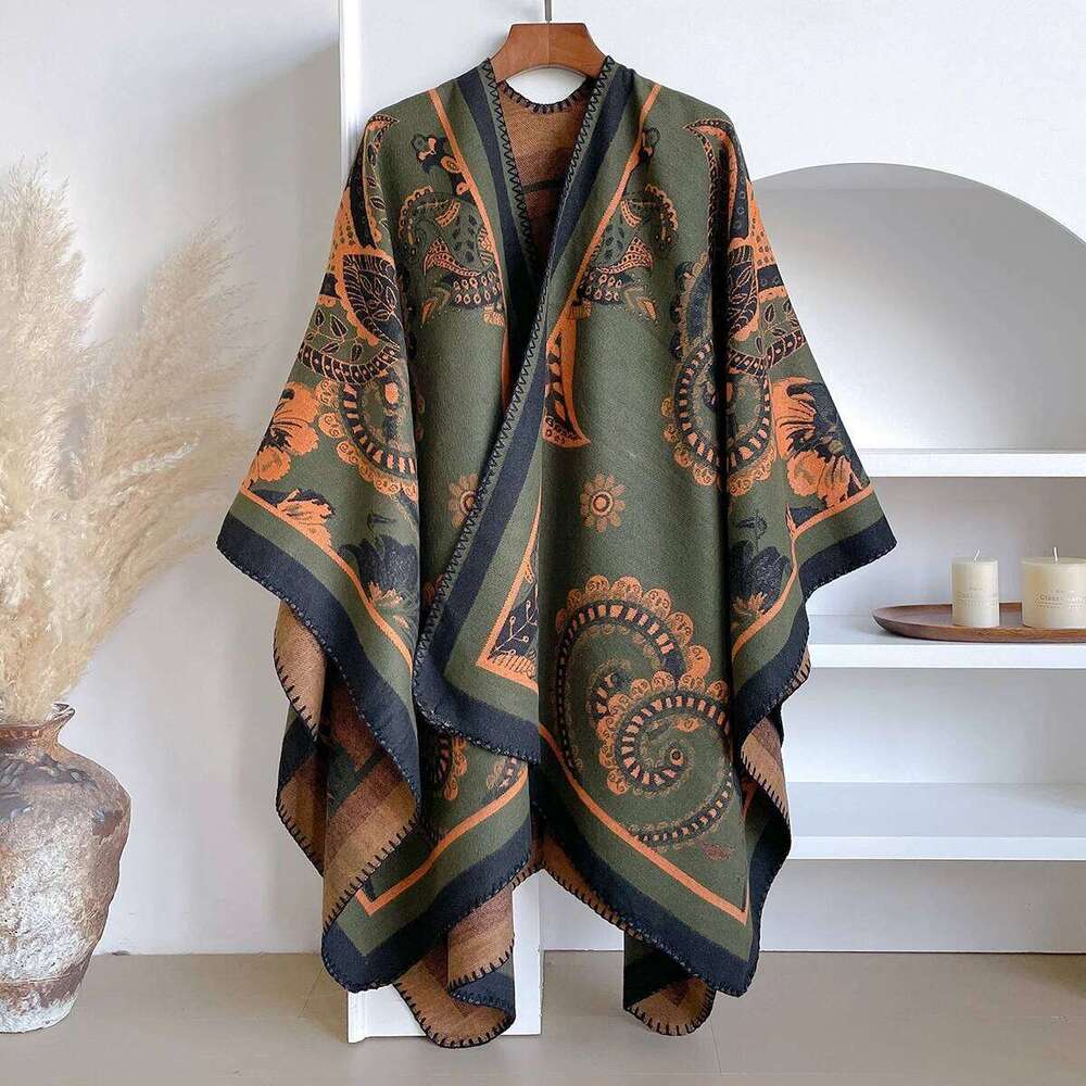 Elegant Jacquard Design Scarf Style Cloak Oversized Shawl - New Imitation Cashmere Soft Warm, Autumn Winter Coldproof Windproof Z260226