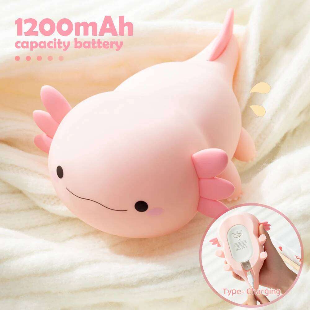 Axolotl Night for Kids 2 Brightness Silicone Nursery Sleeping Light Portable USB Rechargeable Bedside Lamp For Baby's Room Z260227