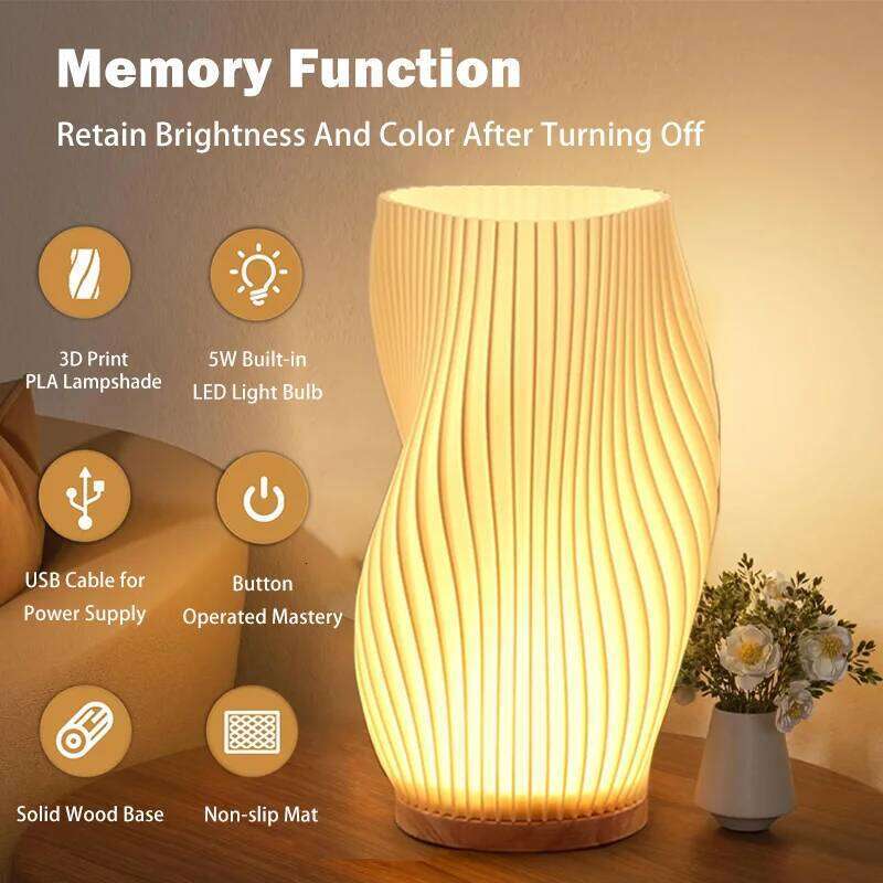 French cream style 3D Desk Pleated Bedroom Bedside 3 Levels Dimmable Night Light Study Coffee shop Atmosphere Lamp Z260227