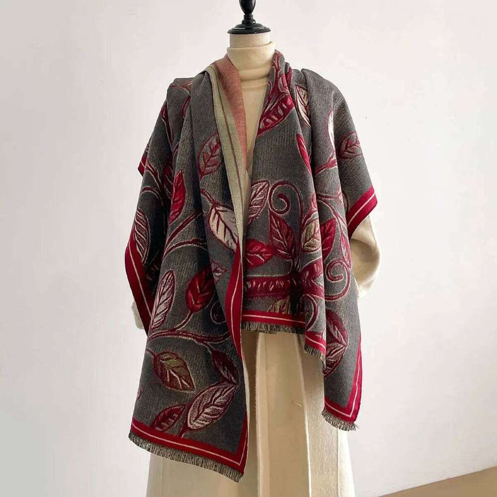 Luxury Winter Scarf Women Soft Cashmere Warm Pashmina Branches Leaves Print Scarves Wraps Thicken Shawl Bufanda Coldproof Z260226