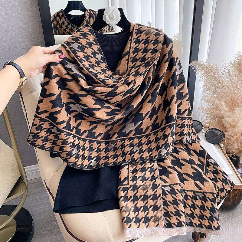 New Houndstooth Design Winter Warm Cashmere Jacquard Scarves High Quality Women Thicken Wrap Shawl Ladies Wool Pashmina Scarf Z260226