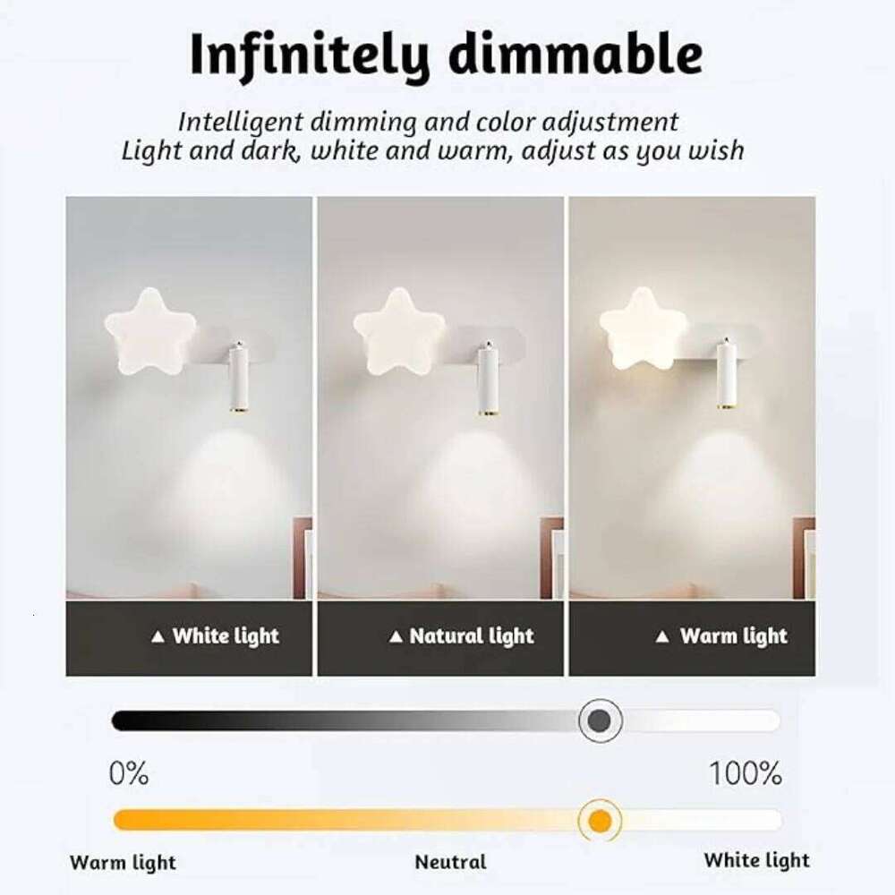 LED Dimmable Lamp with Remote Control Star Spotlight Rotatable 350 Lighting Decor Bedroom Study Wall Lights Z260227