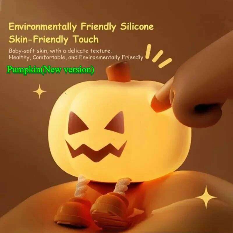 Pumpkin Silicone Night Light, Eye-protecting Little Table Lamp, Halloween Gift for Children and Girls Z260227