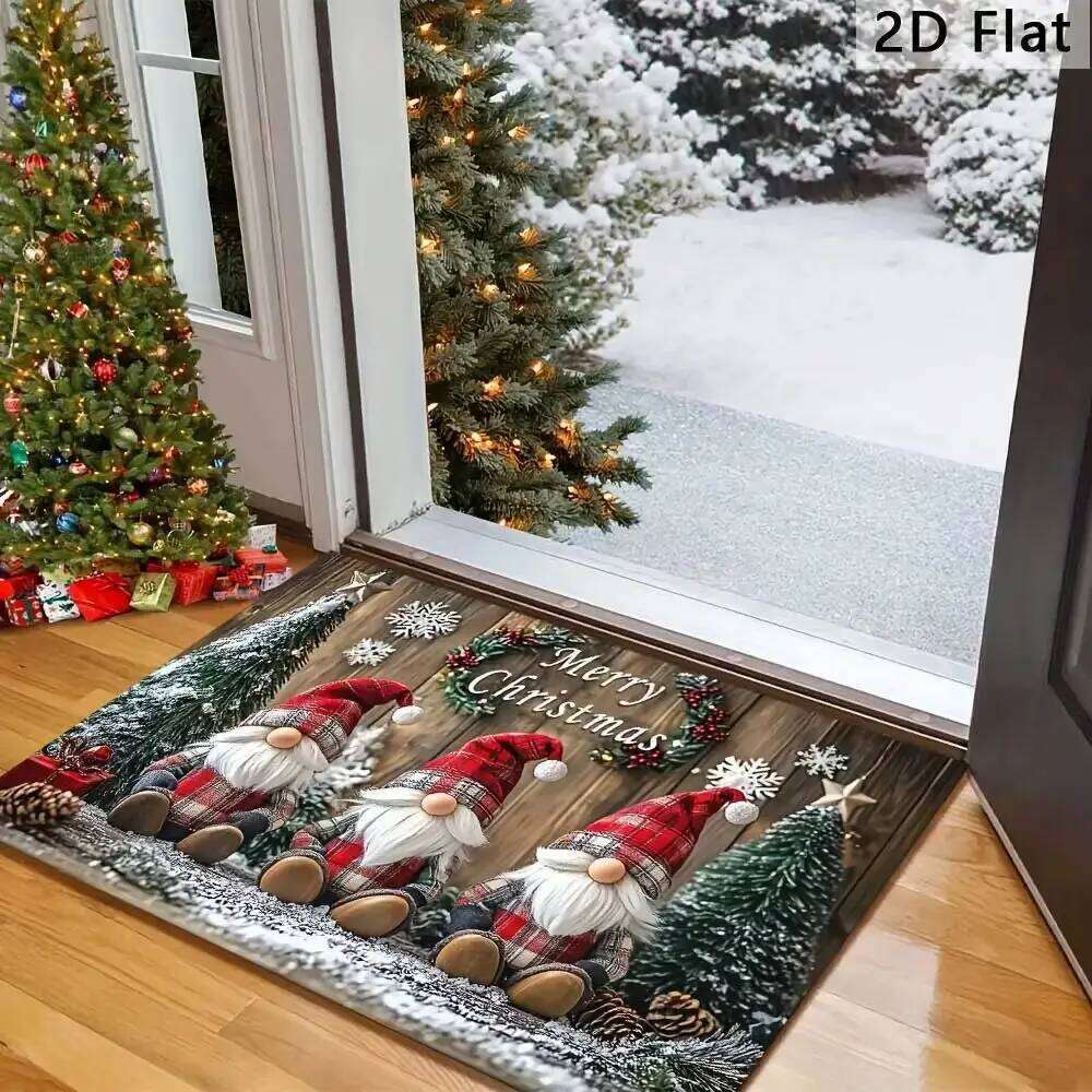 VIKAMA Christmas Elf Snowflake Carpet Entrance Living Children's Room Holiday Mat Home Decoration H260226