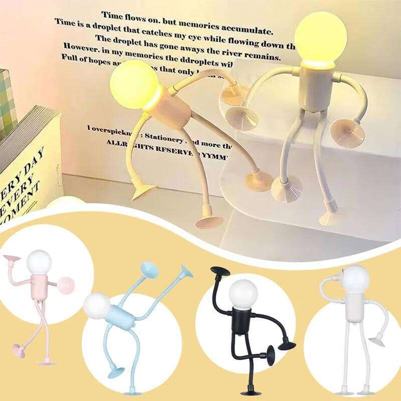 Creative Bedroom Table Lamp Cute and Funny Night Wistable Vacuum Adsorption Mini Light Gift for Girls Stress-Relieving Toy Z260227