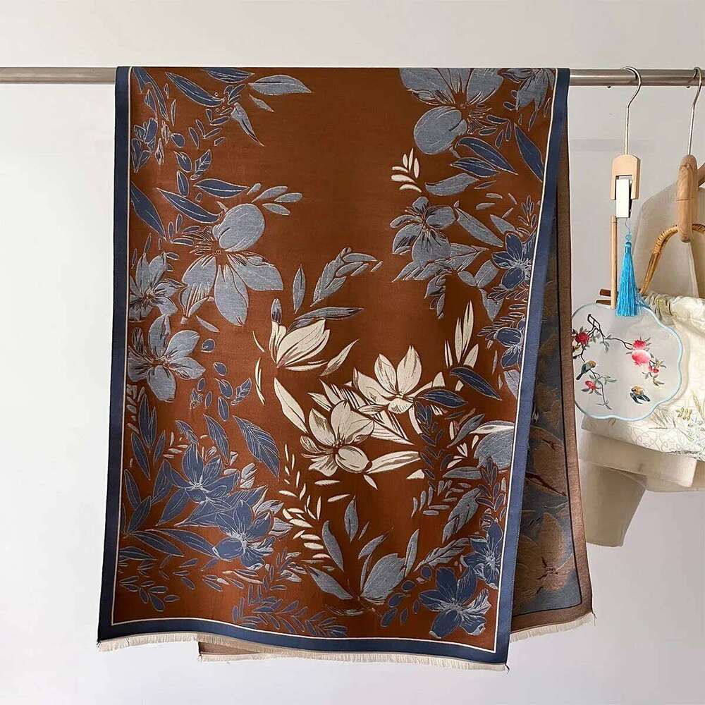 2024 Warm Cashmere Soft Flowers Printing Scarf Women Shawl New Wraps Luxury Thick Blanket Winter Bufanda Pashmina Travel Stoles Z260226