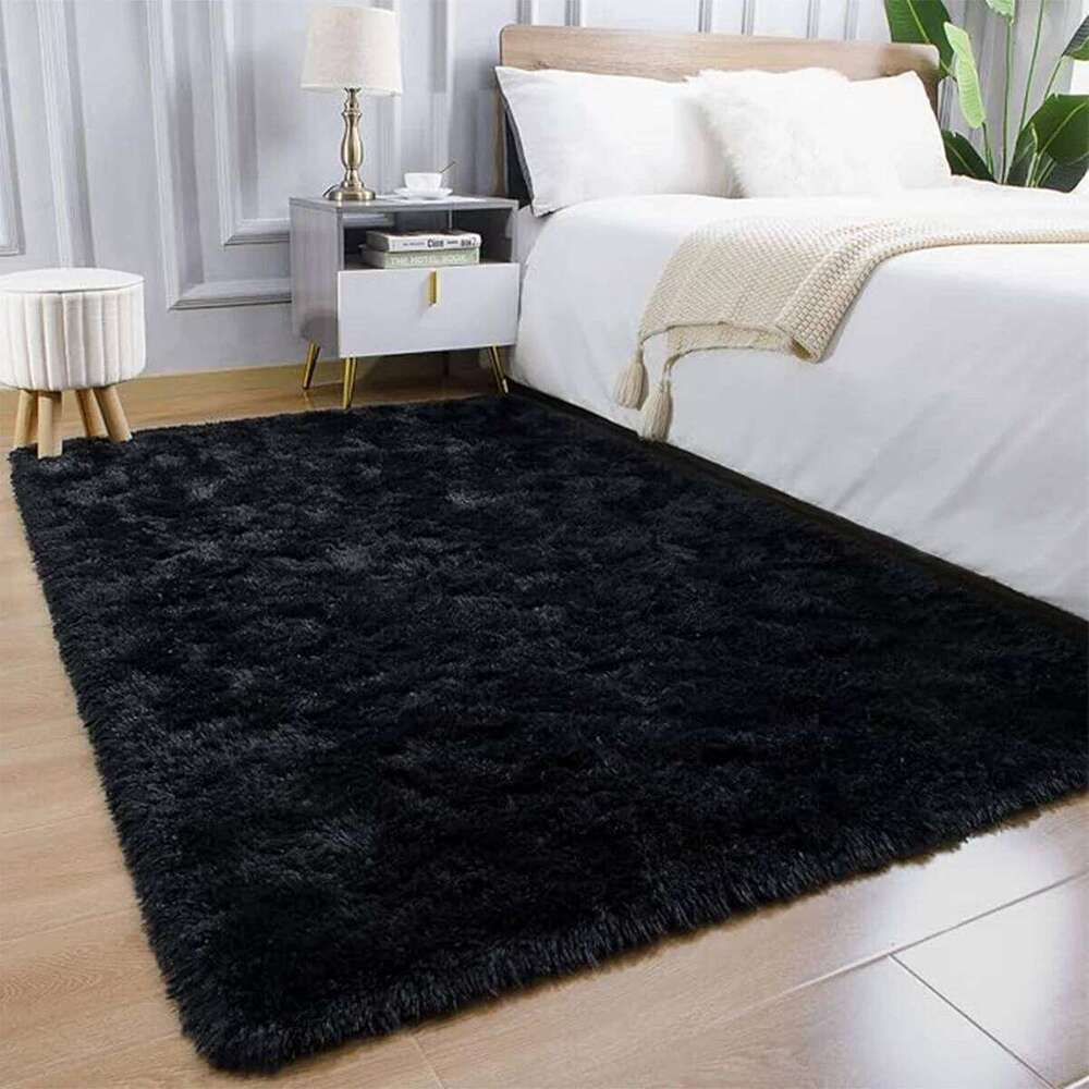 60*90 80*160 90*150 120*180cm Black and Gray Non-Slip Fluffy Artificial Velvet Rugs Thick Plush Carpets for Winter H260226