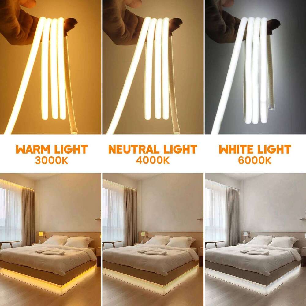 AC 220V Timing Dimmable COB Neon LED Strip EU Plug 288LEDs/M Waterproof Flexible Light for Living Room Party Home Decoration Z260226