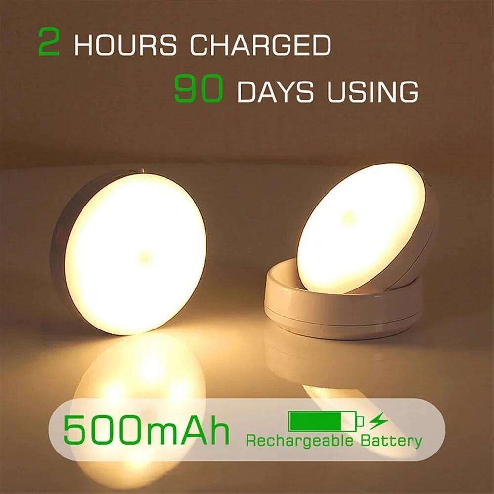 4PCS Night USB Motion Sensor Charging Round Energy-saving Led Lamp Bedroom Light Corridor Home Bathroom wall night lights Z260227