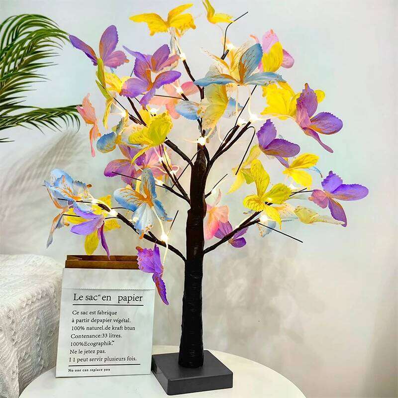 Tabletop Bonsai Lights Butterfly Tree Lamp DIY Decorative LED Night Light for Gift Party Holiday Camping Summer Home Decor Z260227