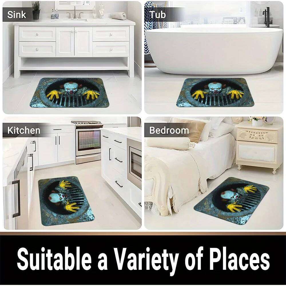 VIKAMA Horror 3d Stereo Clown Carpet Non-Slip Bathroom Entrance Dirt-Resistant Door Mat Halloween Decorations H260226