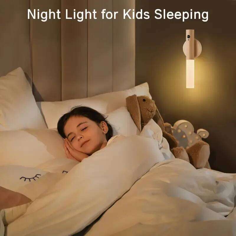 Smart Motion Sensor Night Light LED Rechargeable Magnetic Wall Lamp Portable for Hallway Bedroom Stairs Bathroom Cabinets Decor Z260227