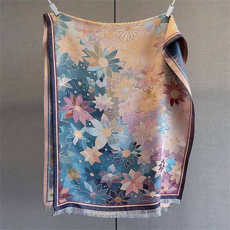 2025 Design Oil Floral Printde Cashmere Scarf Women Winter Pashmina Shawls And Wraps Thick Warm Bufanda Stoles Blanket Luxury Z260226