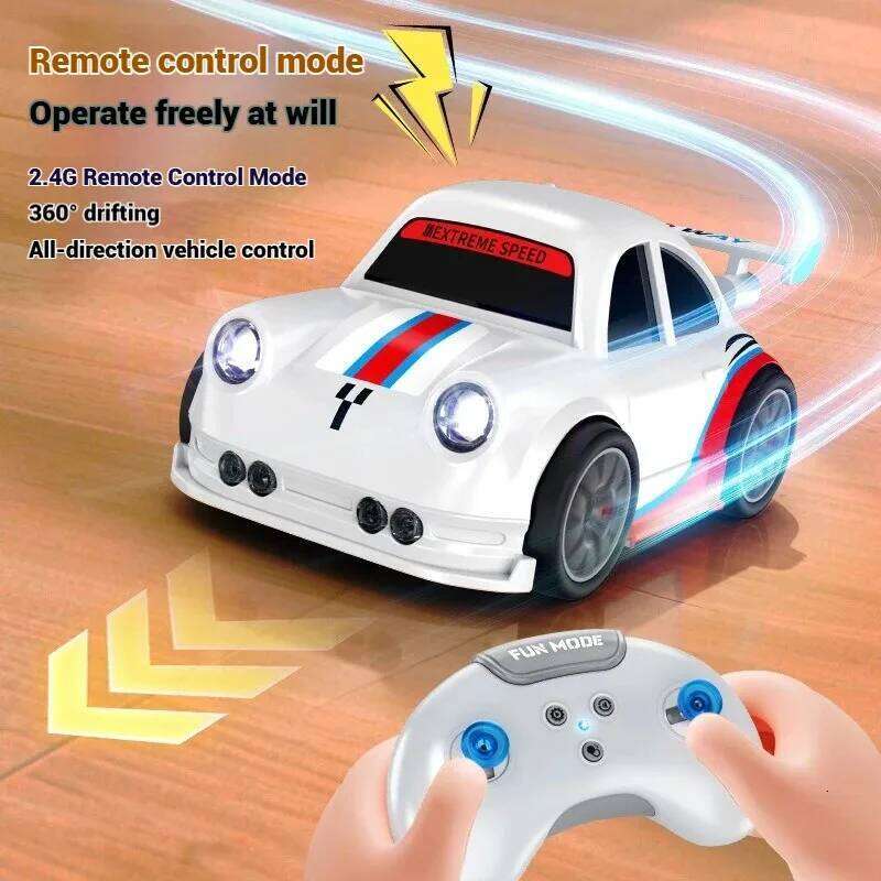2.4G mini RC smart drift car with lights and sounds, multi-function remote control, suitable for indoor/outdoor entertainment H260227