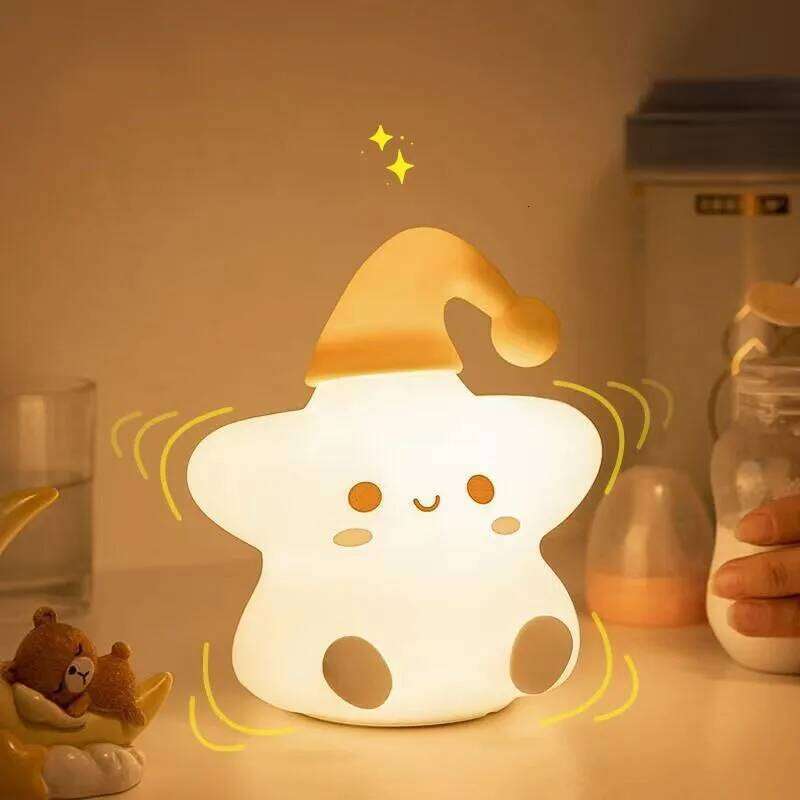 Button Battery Star Silicone Night Children's Room Decoration Bed LED Modeling Light Baby Toy Gift Lamp Z260227