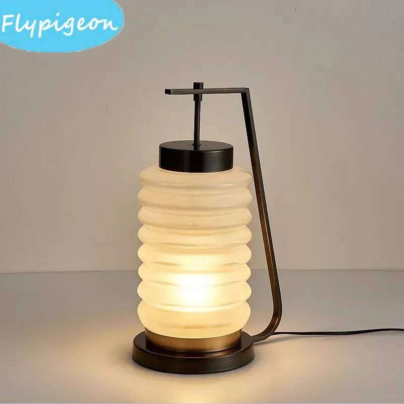 Lantern Luxury Art Glass Table Lamp Modern Creative Simplicity for Living Room Bedroom Office Hotel Night Light Z260227