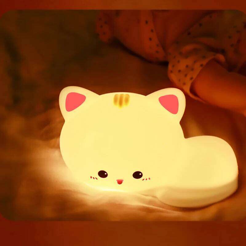 Cute cat silicone nightlight flaps color-changing decorative room lights to accompany children's toys and gifts at night Z260227
