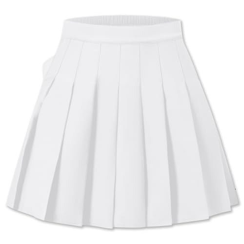 Women Pleated Skirt Plus Size Uniform Casual Skater Tennis Skorts for Girls with Elastic Waist and Pockets