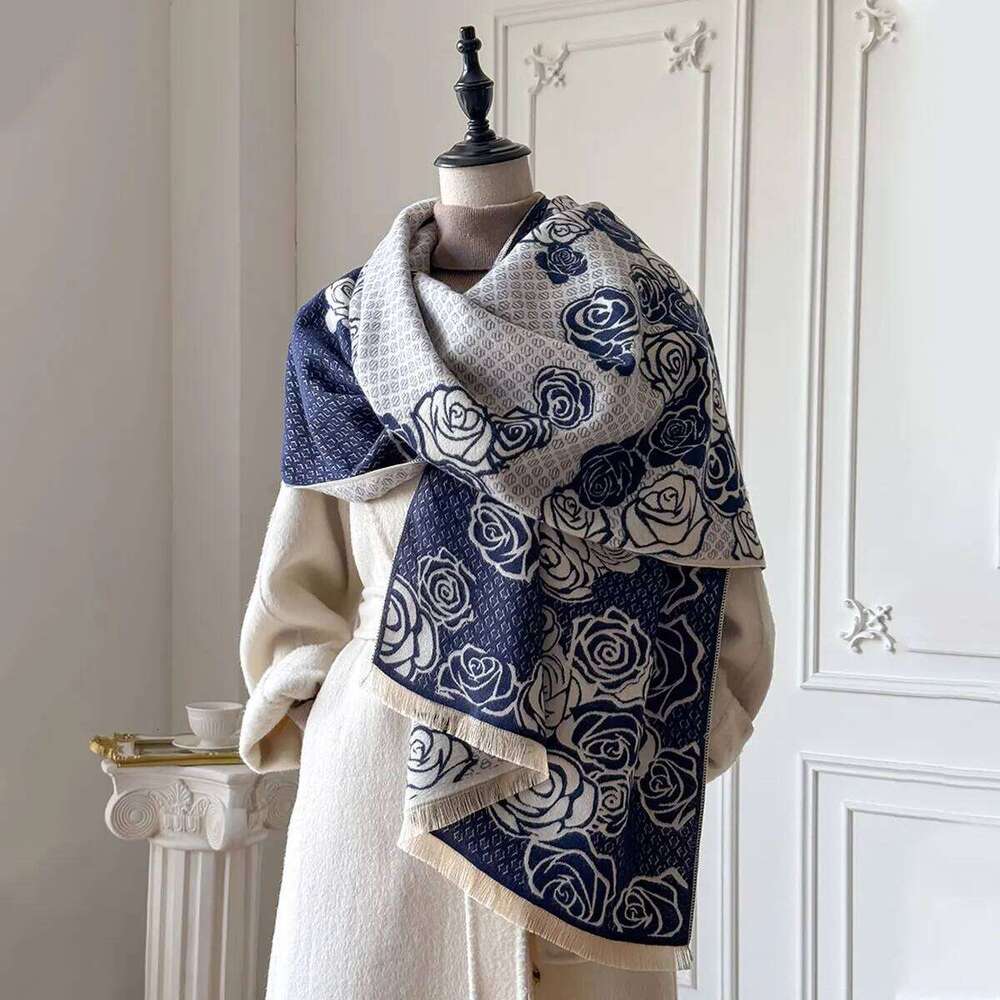 New Winter Cashmere Scarf for Women Rose Shawl Wrap Female Pashmina Luxury Brand Poncho Thick Blanket Warm Bufanda Echarpe Femme Z260226