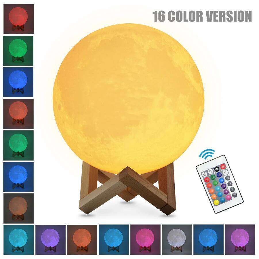 Dropship 3D Printed Star Moon Lights Colorful Rechargeable Touch Lamps Home Decor Creative Gift USB LED Night Light Z260227