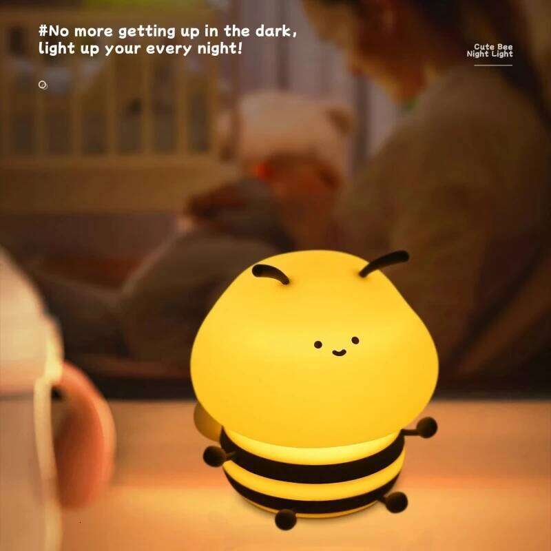 LED Night light Cute Bee Cartoon Animals Silicone Lamp for Children Kid Touch Sensor Timing USB Rechargeable For Birthday Gifts Z260227