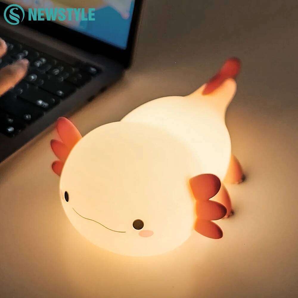 Axolotl Night for Kids 2 Brightness Silicone Nursery Sleeping Light Portable USB Rechargeable Bedside Lamp For Baby's Room Z260227