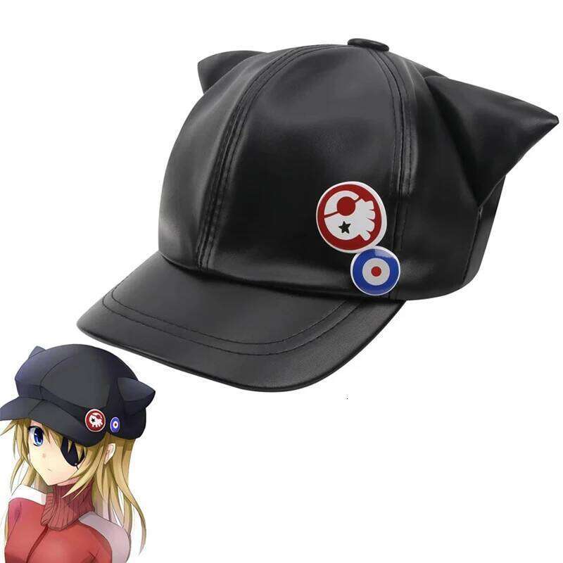 Cosplay Shikinami Asuka Rangure Cat Ear PU Leather Hat Peak EVA Baseball Cap Langley Soryu Z260226
