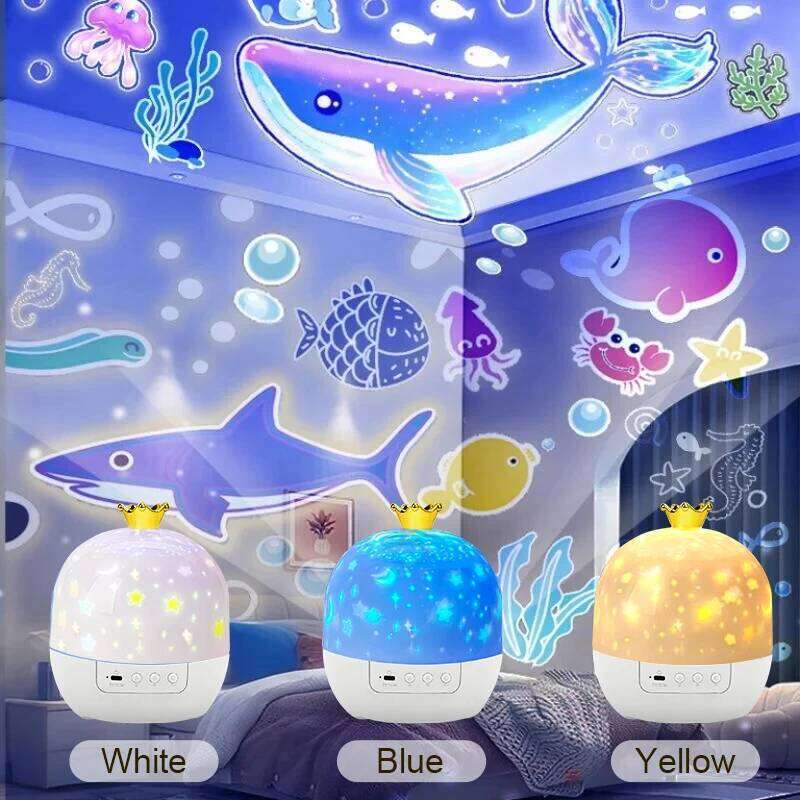 Ocean Kids Bedroom,Stars Projector Ceiling 360 Degree Rotation Kid Night Light for Decor Z260227
