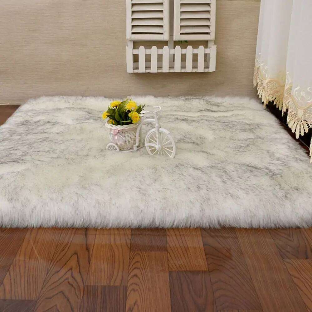 Soft Long Hair Carpet Fluffy Decorative Carpets Hairy Fur Rugs Square Imitation Wool Pad Bedroom H260226