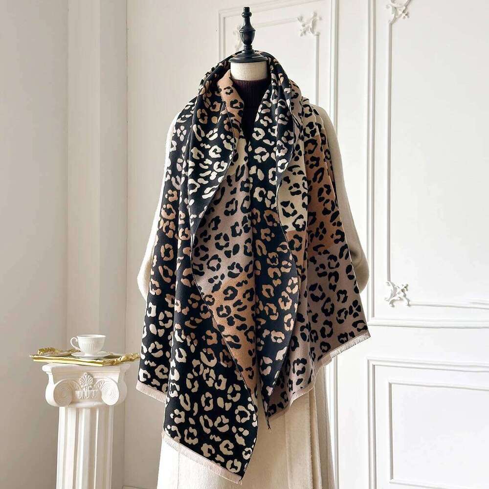 Latest Design Luxury Winter Leopard Print Imitation Cashmere Jacquard Scarves Women Thicken Wrap Shawl Ladies Pashmina Scarf Z260226