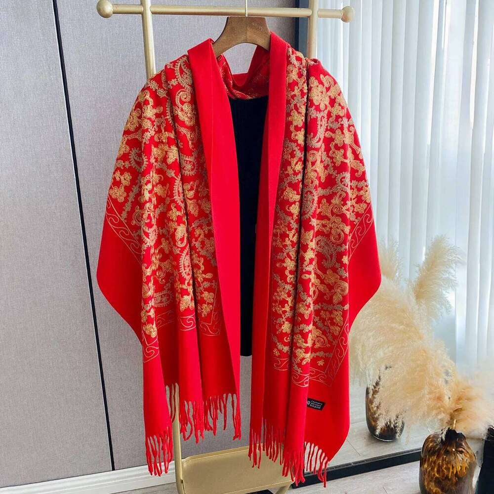 New Pashmina Cashmere Blend Mujer Bufanda Scarves Echarpes Embroider Flower Cape Thick Warm Poncho Kerchief Scraf Z260226