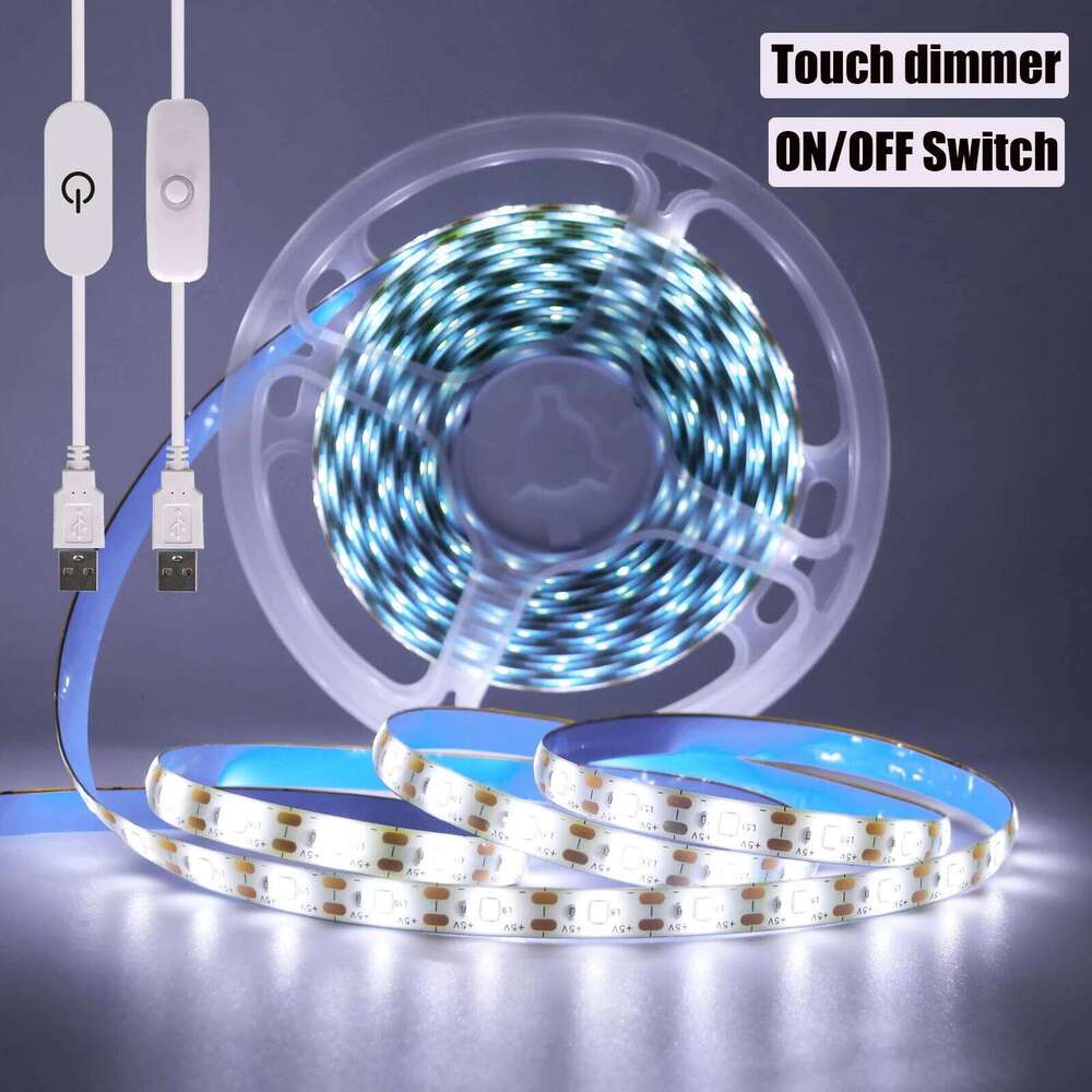DC 5V USB Led Strip With Touch Dimmer/ON/OFF Switch TV Backlight Flexible Ribbon Tape Lamp For Home Decor White/Warm White/Blue Z260226