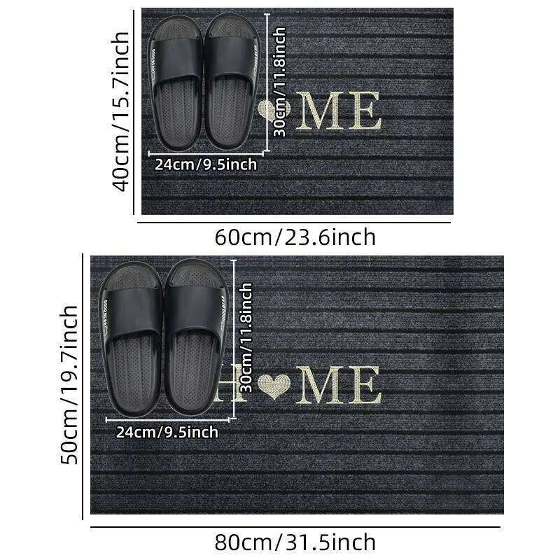 1pc flocking solid color seven stripe foot door entrance mat, shower room, absorbent small carpet, gentle machine wash H260227 - view 4