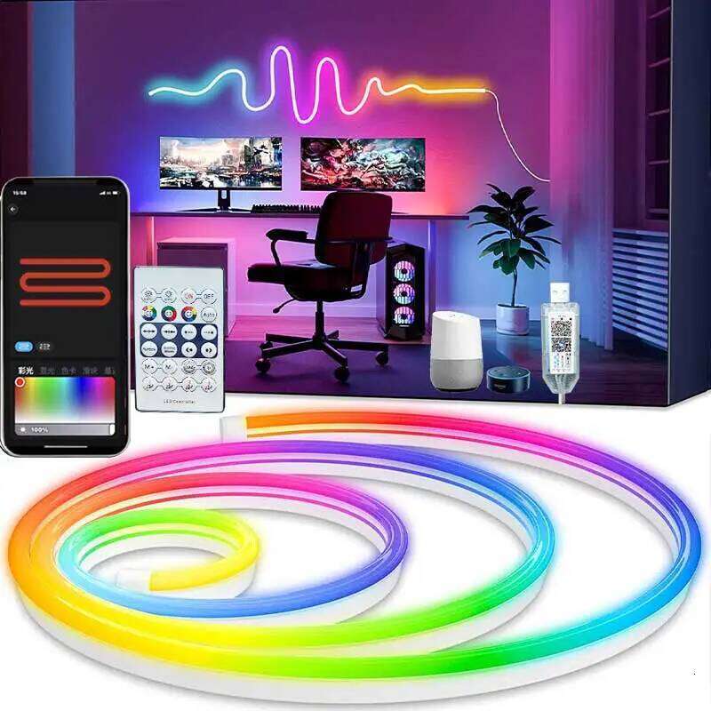 RGBIC Bluetooth Lights 5V Neon Light 1M 2M 3M 5M Waterproof Flex Ribbon Led Tape for Room Wall Decor Strip Z260226