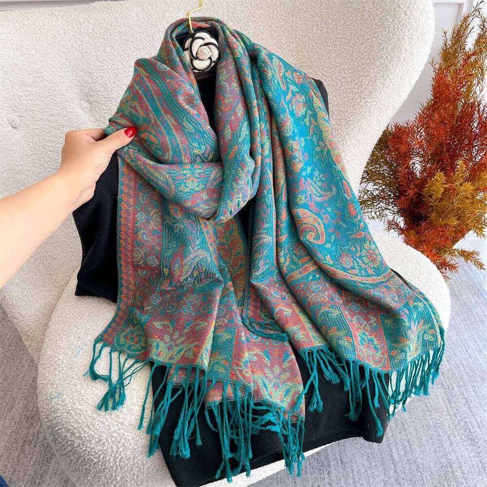 70x180cm Winter Warm Thick Jacquard Scarf Outdoor Women Travel Paisley Cashmere Tassel Shawl Neck Wrap Pashmina Z260226