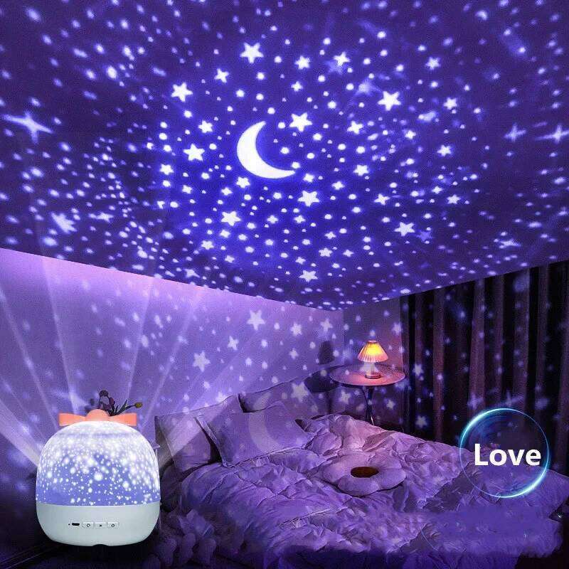 Galaxy Projection Crown Starry Night Birthday Atmosphere Bt Speaker Remote Control Rotating LED Light Bedroom Z260227