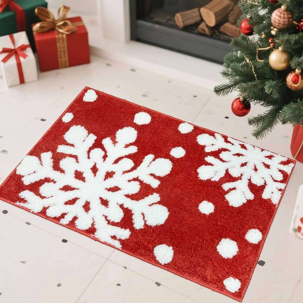VIKAMA Christmas Absorbent Snowflake Bathroom Shower Anti-Slip Mat Entrance Door Decorative Rug Home Decor H260226